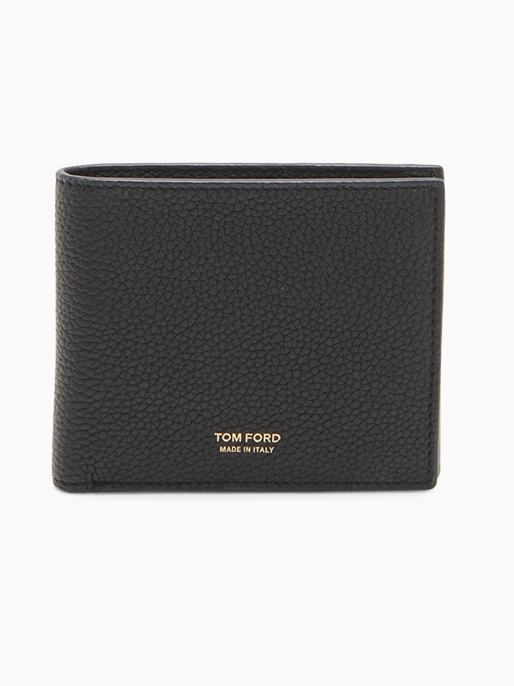Authentic Tom Ford Black Pebbled Leather Wallet with Gold Logo